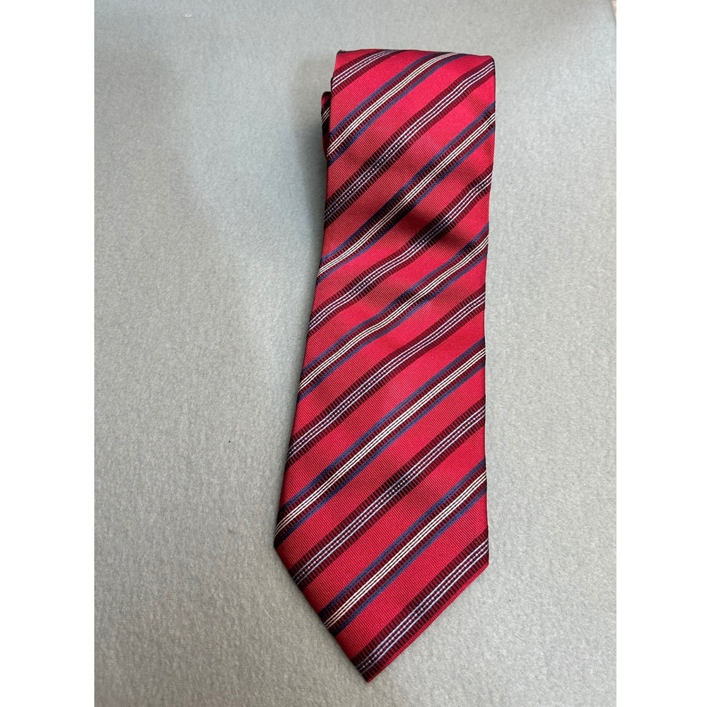 Andrew's Ties Collection Silk Necktie Red Striped Made in Italy Woven Silk